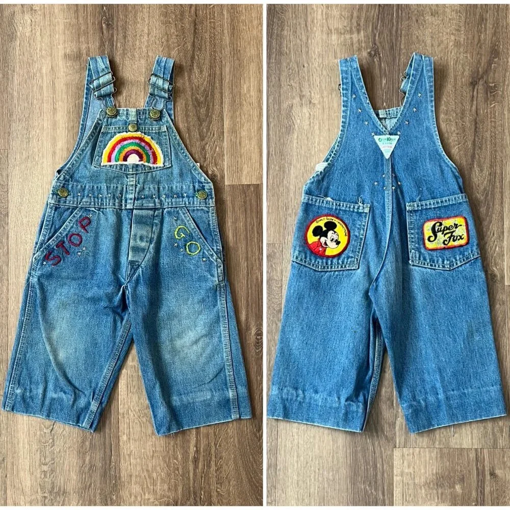 Vintage OshKosh Rainbow Disney Mickey Overalls